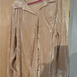 Cato Shimmery Beige Longline Button-Up Blazer